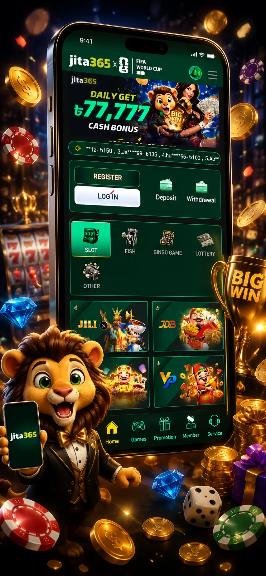Jita365 mobile app — Register, Log In, Deposit, Withdrawal, Slots, Fish, Bingo and more on your phone.